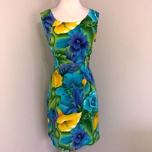 Sag Harbor blue and gold flower dress, size 12.